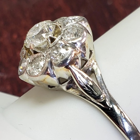 ALL NATURAL DIAMONDS! Vintage Diamond Ring PLUS Diamond Accent Band. - Picture 9 of 10